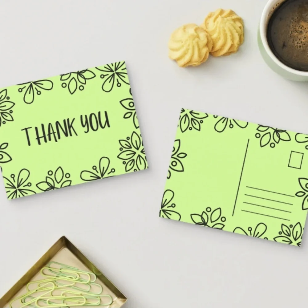 Set of 10 Lime Thank You Postcards